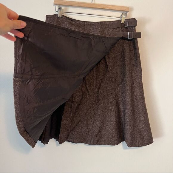 Sundance Brown Wool Wrap Mini Skirt Size 16 A-line Academia - Picture 6 of 8